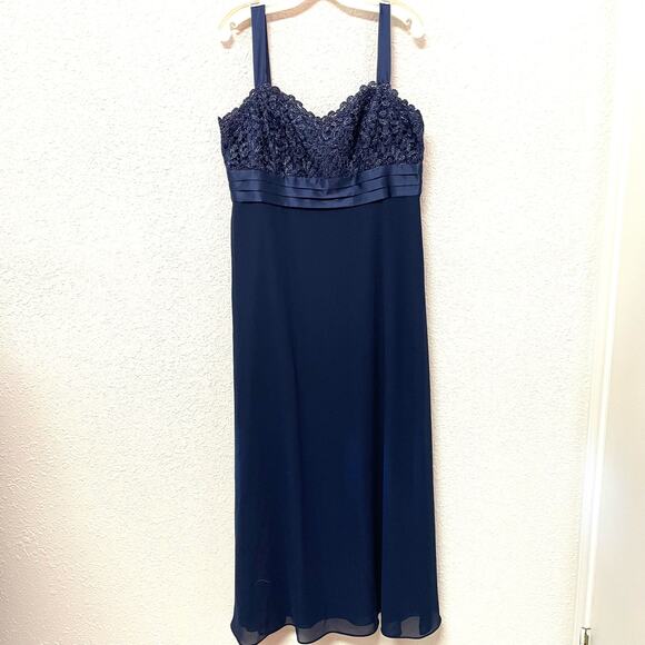 R&M Richards Long Sleeve Metallic Lace Jacket Dress STYLE# 3726 Navy Size 14 - Picture 7 of 14